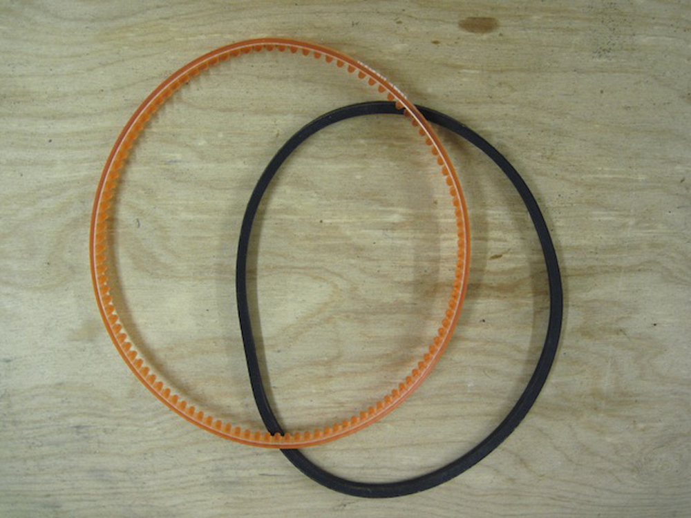 Two belt styles for the Singer 221.
